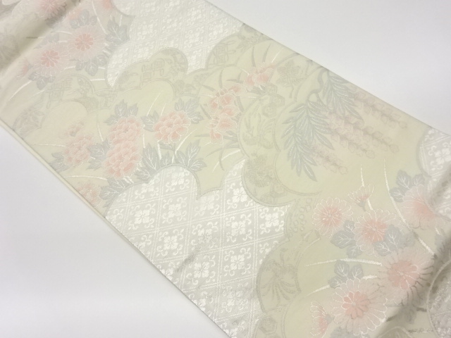 JAPANESE KIMONO / VINTAGE FUKURO OBI / WOVEN FLOWER & CLOUD